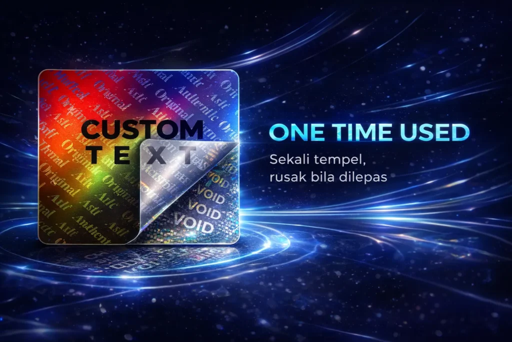 Material One Time Used pada stiker hologram yang rusak saat dilepas dari kemasan