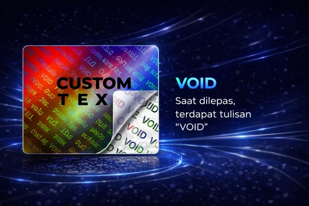 Material Void pada stiker hologram menampilkan tanda jelas saat label dilepas