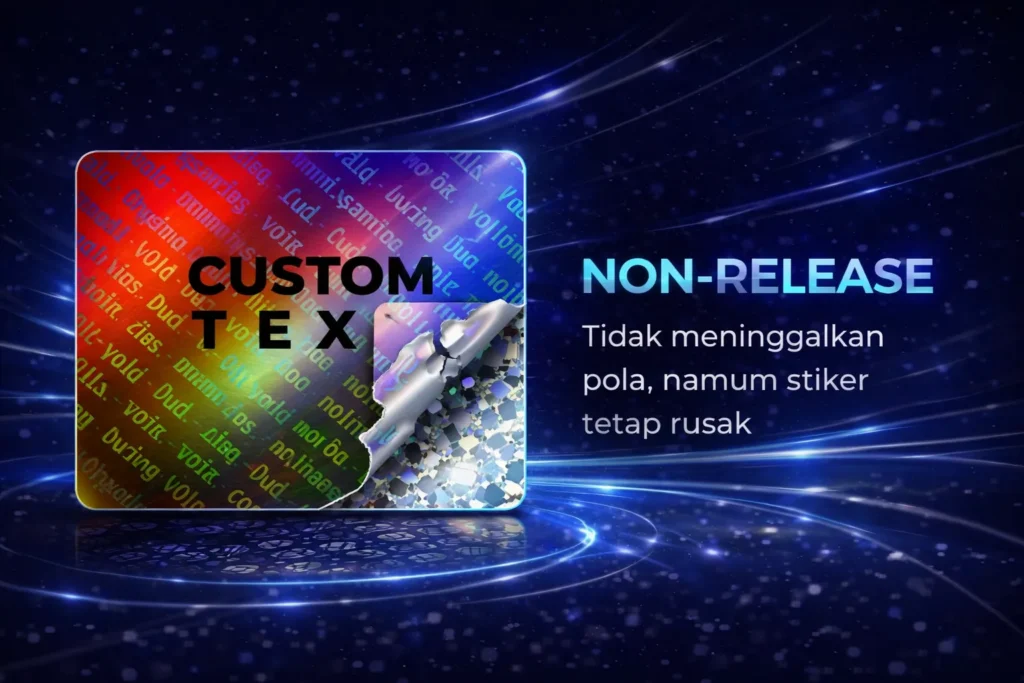 Material Non Release stiker hologram tidak meninggalkan bekas saat dilepas dari permukaan